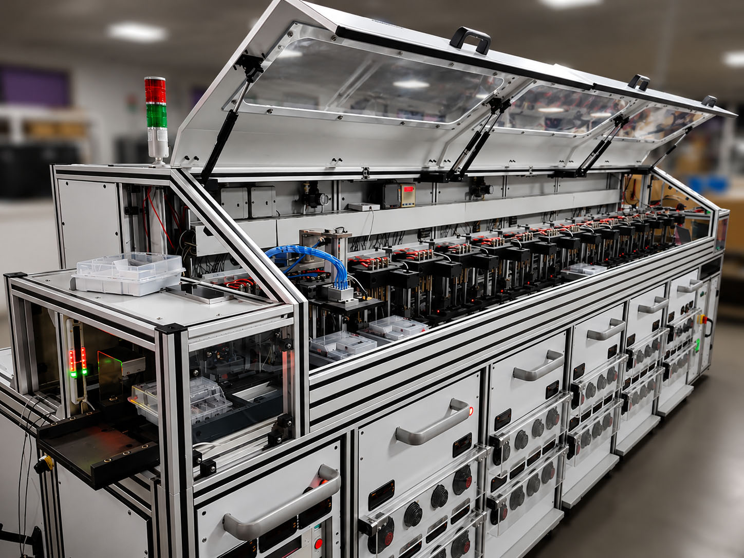 Functional error testing and calibration conveyor line for single phase energy meter