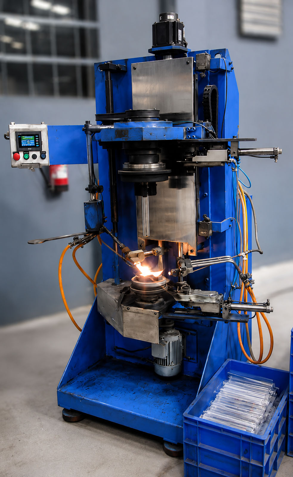 Glass measuring cylinder joining machine